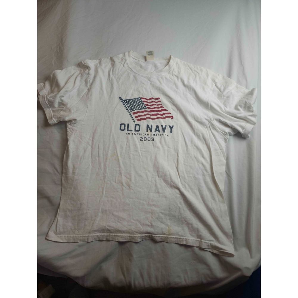 Old Navy Shirt Mens Size XL White USA Flag Graphic Print Patriotic Short Sleeve
